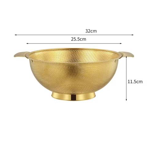 ALVİN SAPLI ÇELİK AYAKLI GOLD SÜZGEÇ 25.5CM