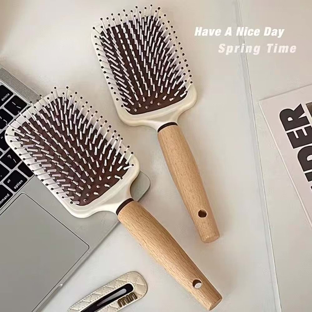 ALVİN KARE AHŞAP SAPLI SAÇ TARAĞI