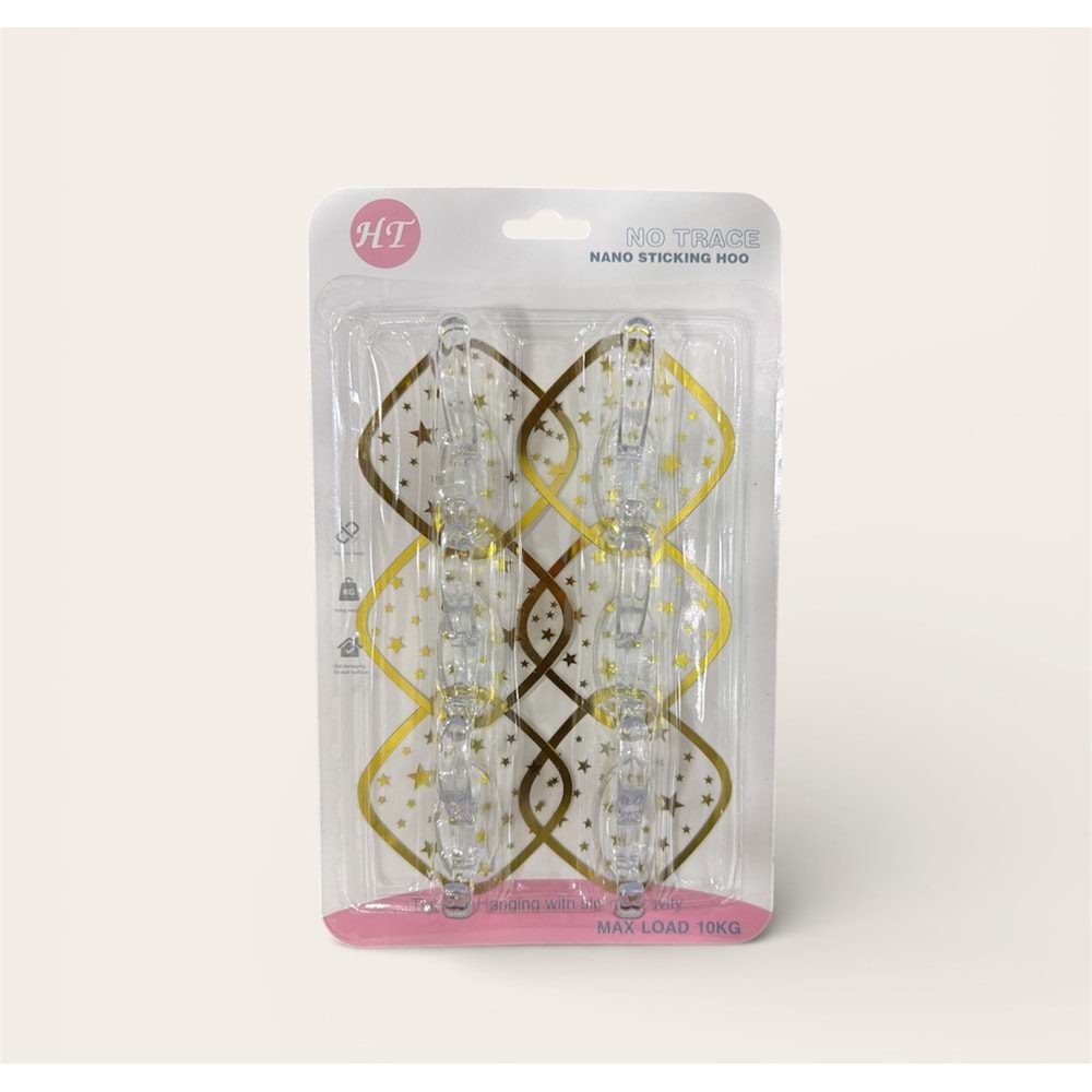 ALVİN 6LI KARE ALTIN YALDIZLI ŞEFFAF ASKI