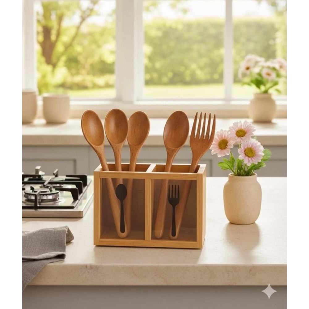 ALVİN 2 BÖLMELİ BAMBU DİK KAŞIKLIK