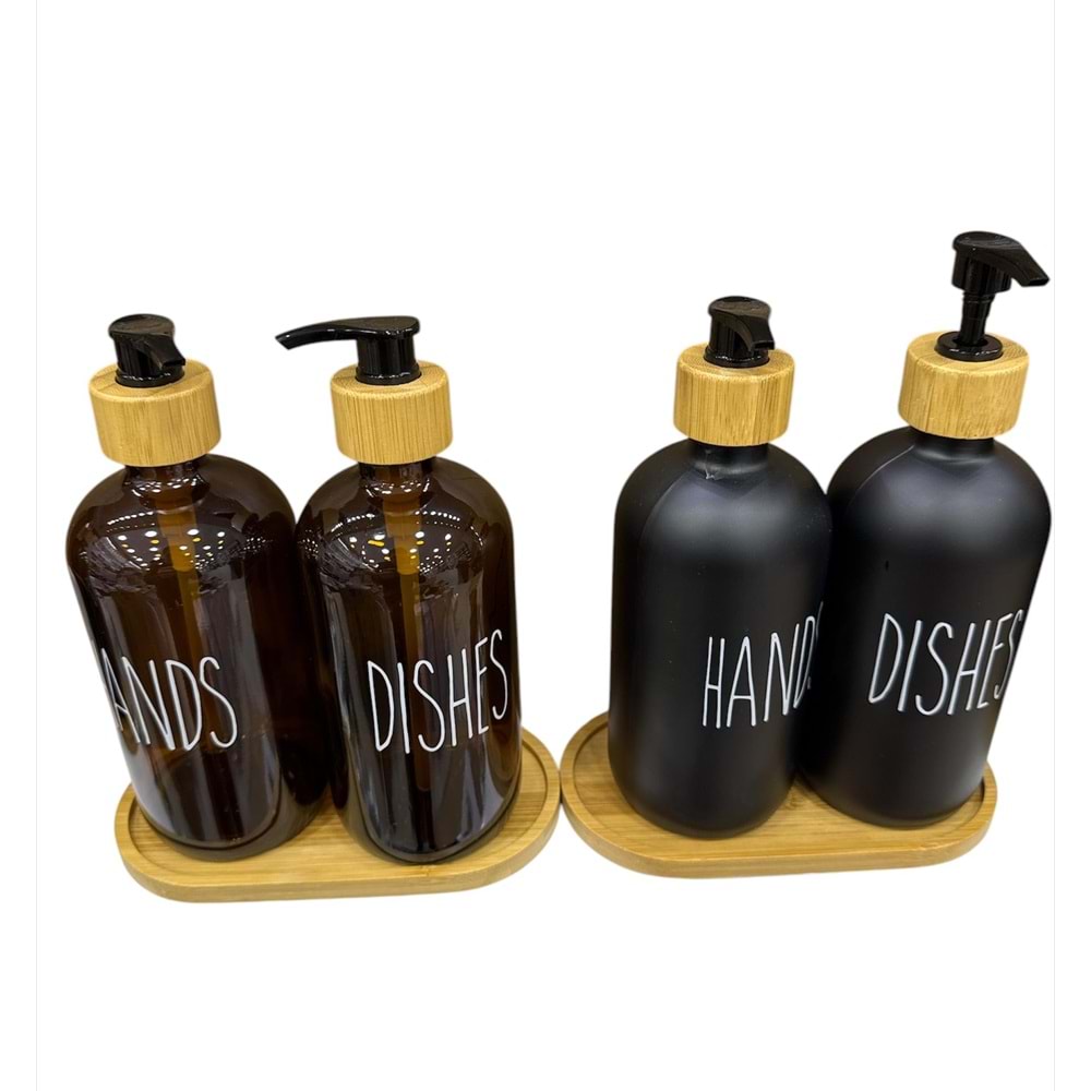 ALVİN 2Lİ BAMBU SIVI SABUNLUK KARE